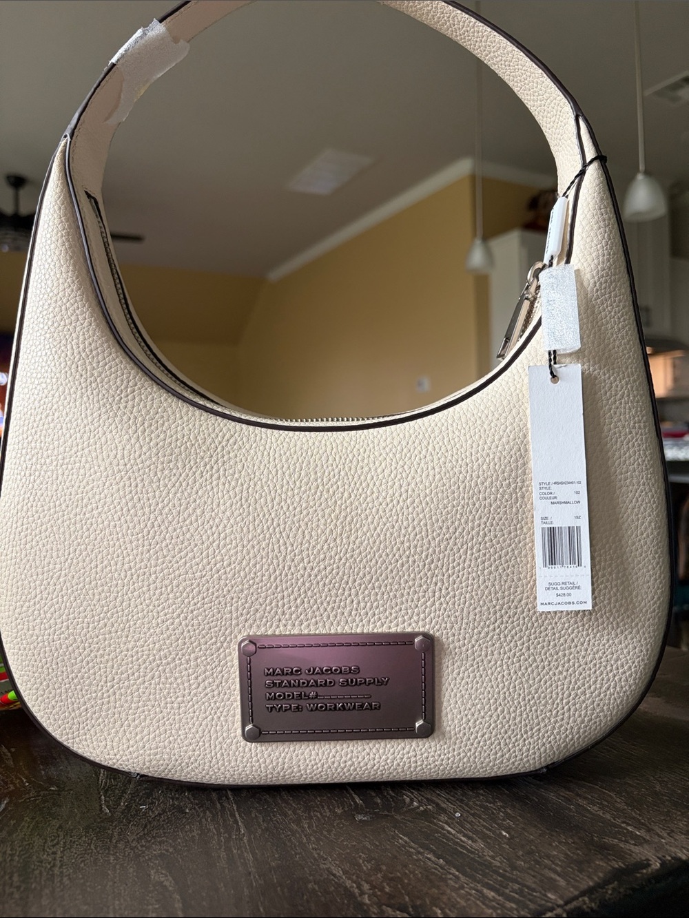 Marc Jacobs "Marshmallow" Pebble Leather Crescent Hobo Bag